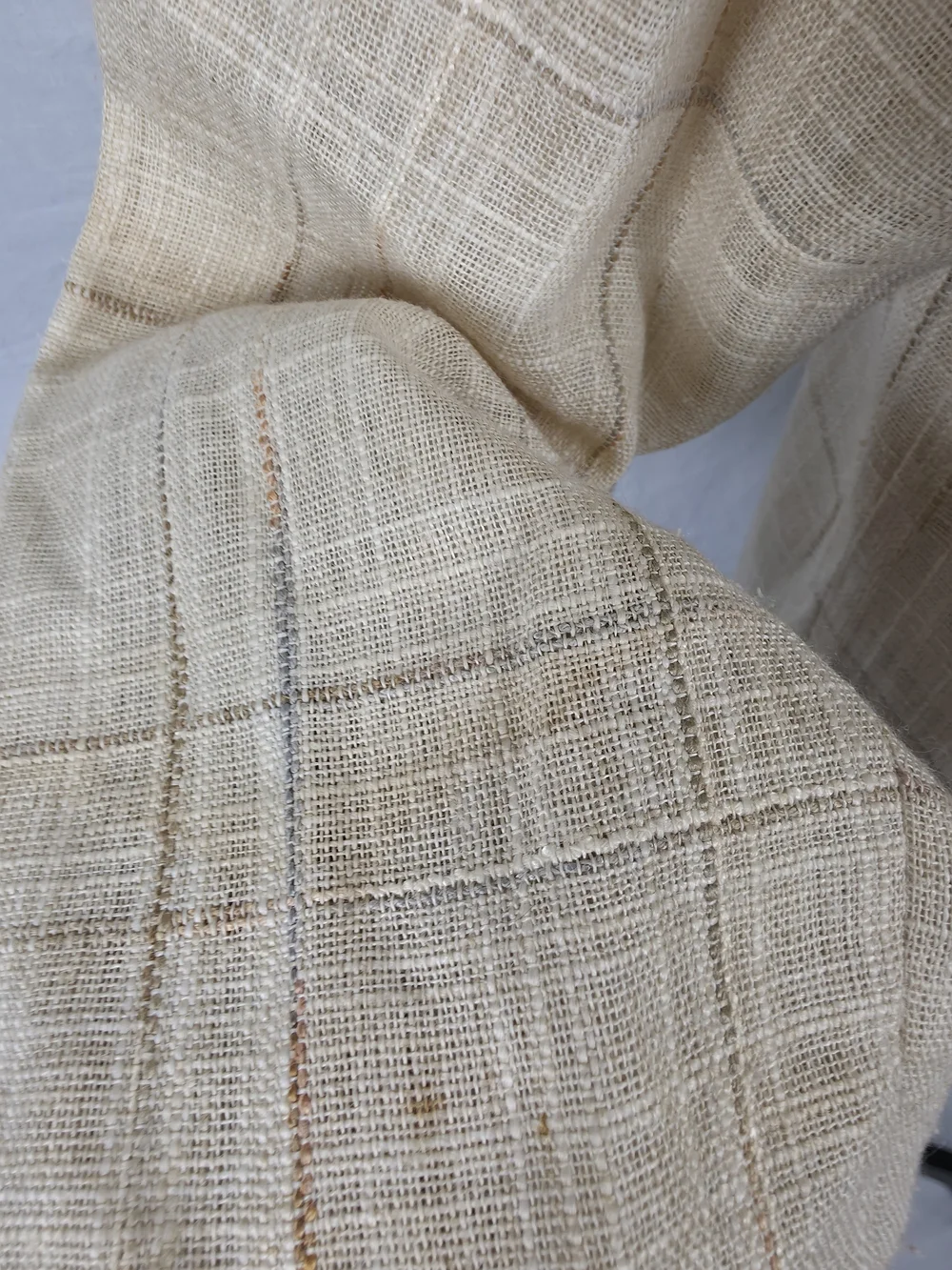 Vintage Christian Dior Separates Plaid Linen Blend Blazer Jacket Cream Beige - 8